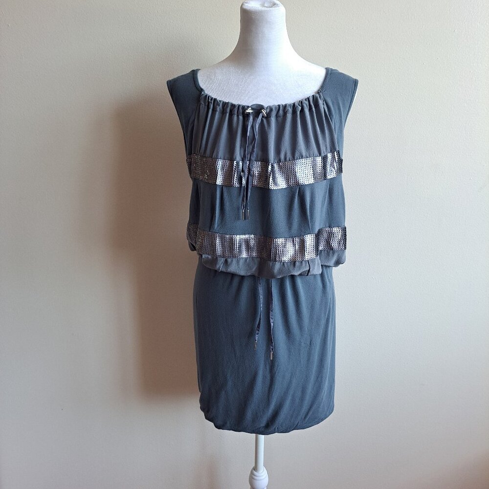 VDP Italian Grey Mini Dress with Sequins Size 42 / M